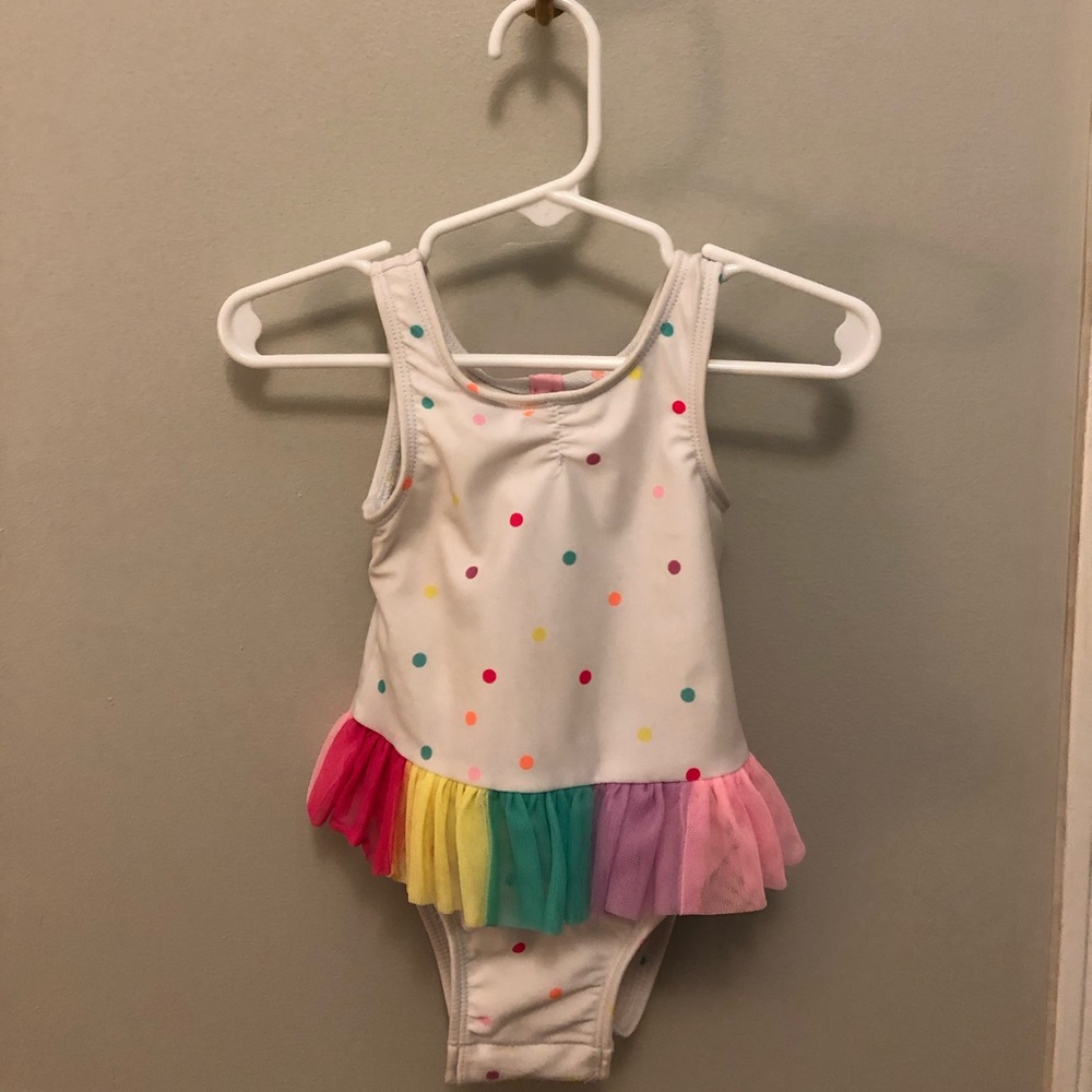 Toddler Rainbow Polka Dot Swimsuit with Tu Tu